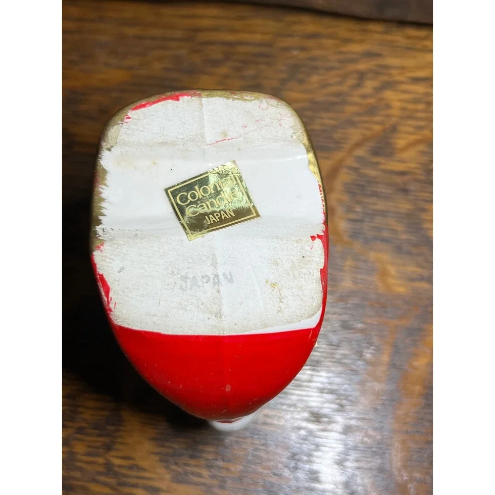 VTG Colonial Candle Santa Boot Ceramic Christmas Holiday Decor Red Gold Japan